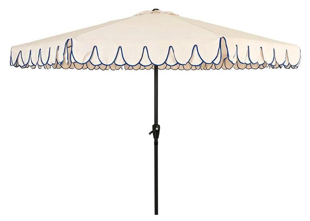 Parasol Jardin Blanc/bleu Protection Solaire ø2,70m - Image du produit 