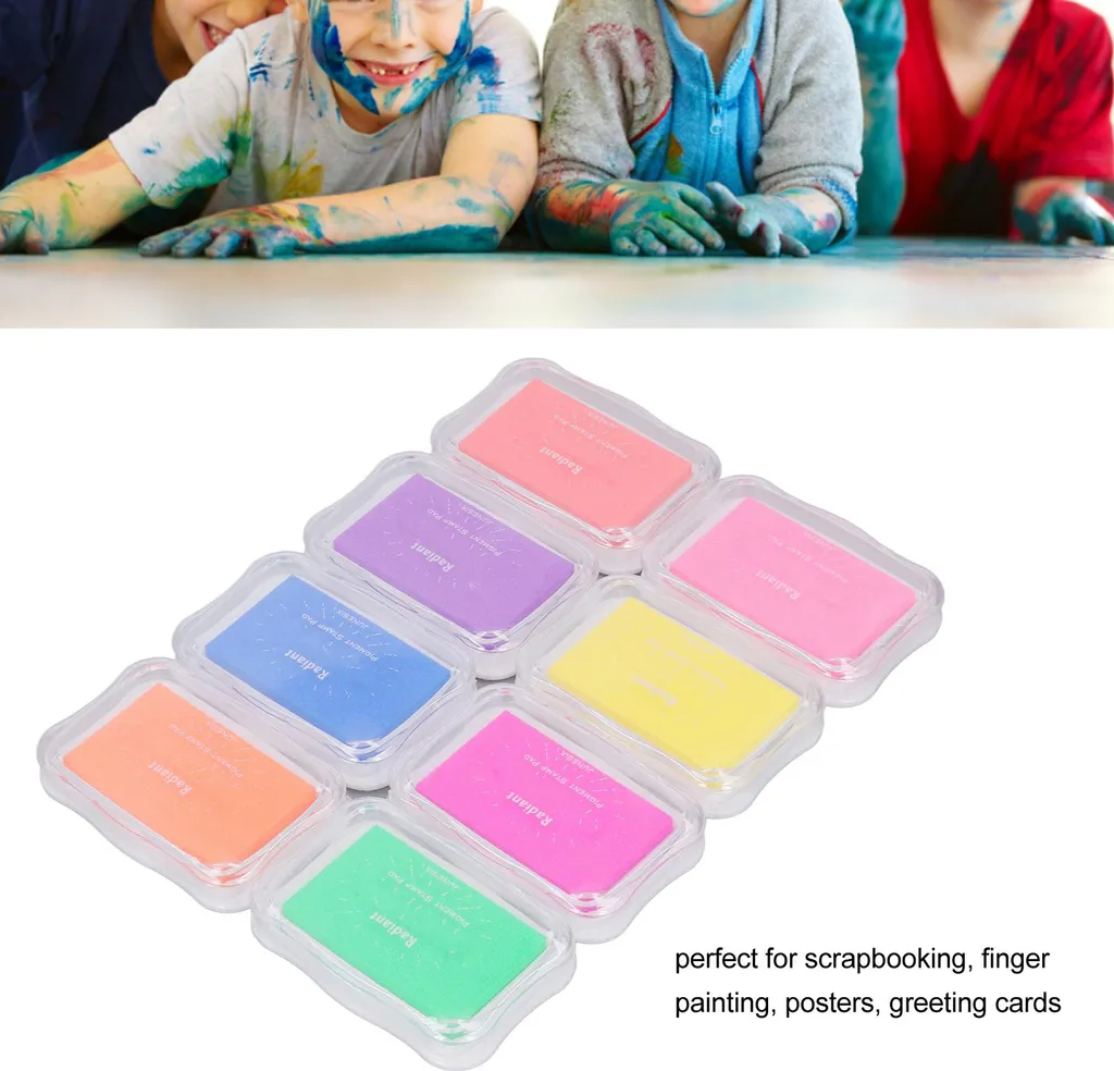 8 Tamponi Inchiostro Lavabile per Bambini: Scrapbooking e Stoffa - 4