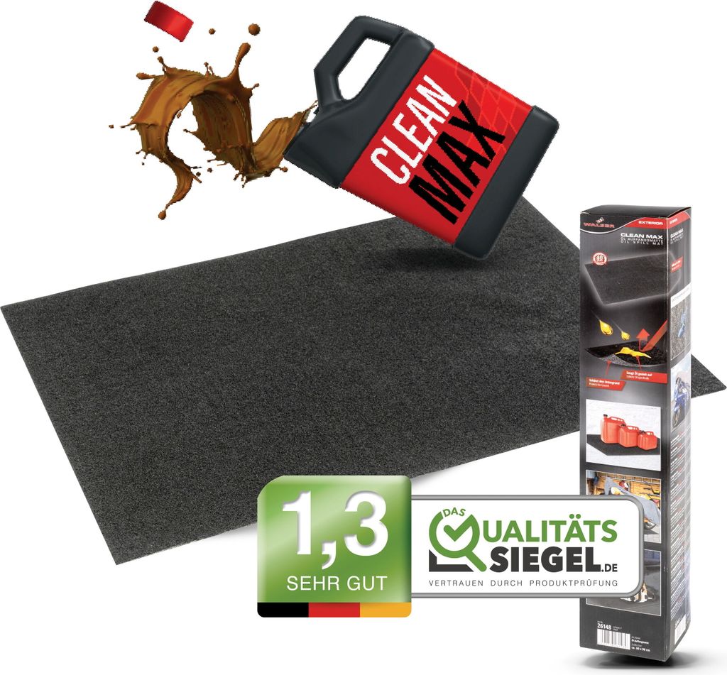 WALSER Premium Öl Auffangmatte 60x90 cm, Qualitätssieger *, Werkbank Unterlage, Garagenboden Matten 1 Stück, Garagenmatte Auto, Motorrad Matte G...