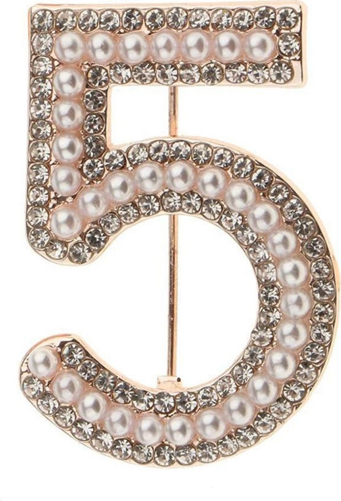 Mode Frauen 5 Figur Faux Perle Strass Abzeichen Brosche Pin Kleidung Schmuck-Golden