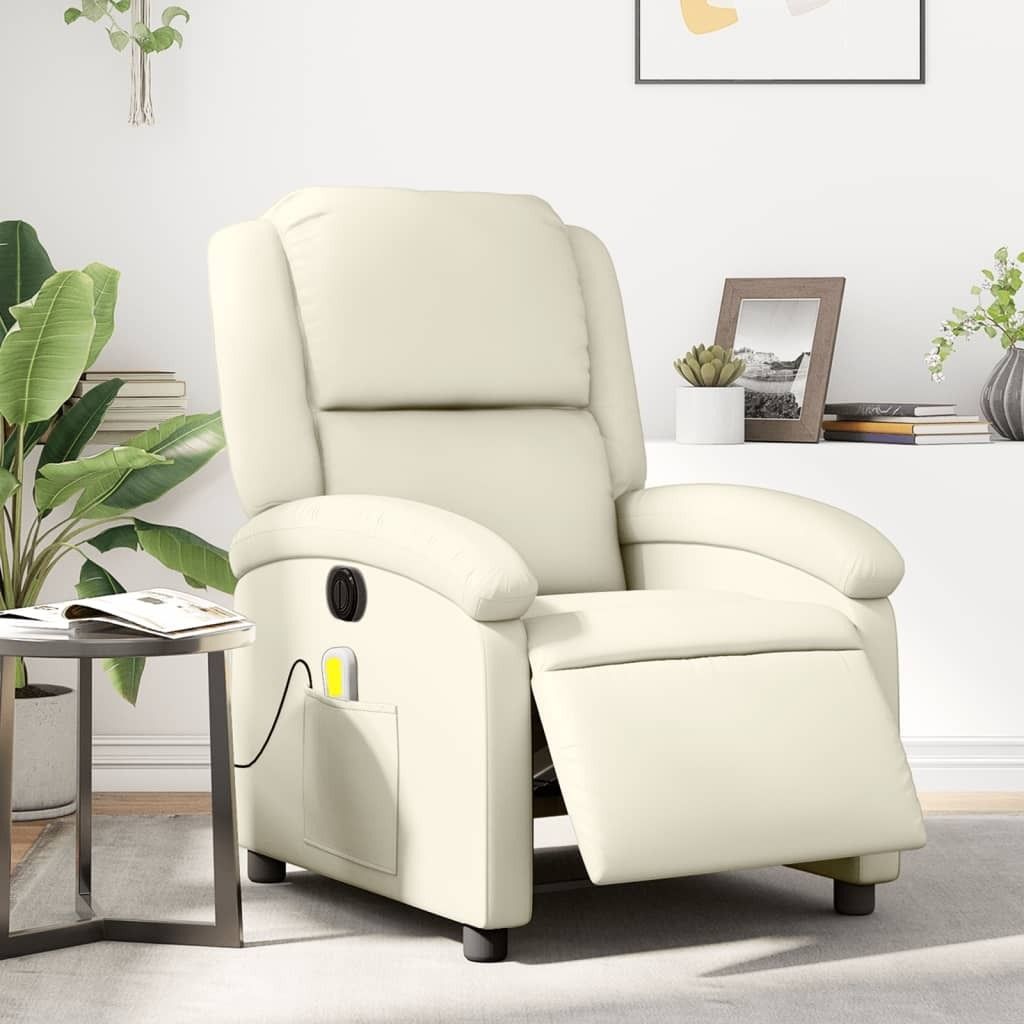 Maison Exclusive - Massagesessel Elektrisch Creme Kunstleder