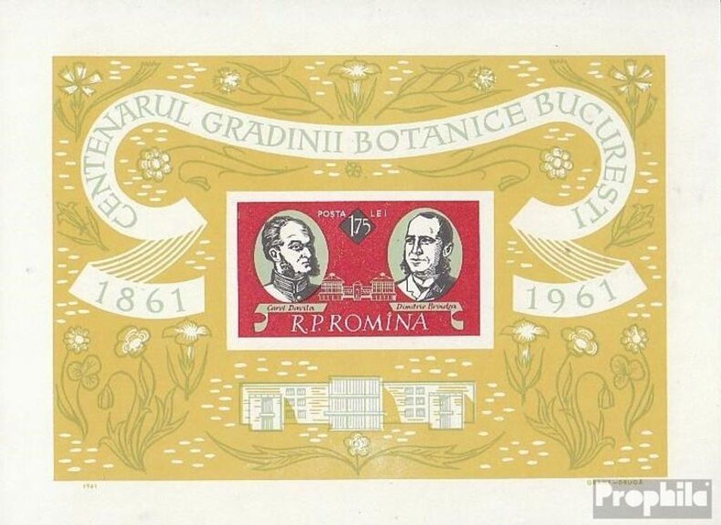 Briefmarken Rumänien 1961 Mi Block51 (kompl.Ausg.) un Botanischer Garten