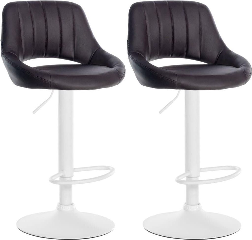 2-teiliges Barhocker-Set - Hocker - Höhenverstellbar, Kunstleder und Metall