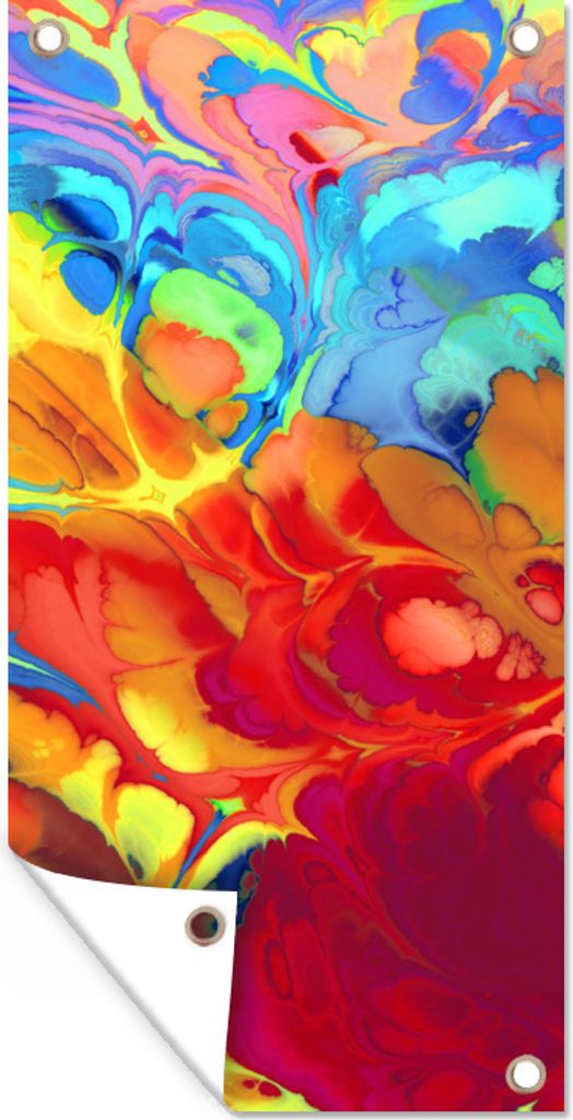 MuchoWow 30x60 cm Outdoor-Poster Gartendeko Sichtschutz Garten Poster für den Garten Regenbogenfarben beigemischt
