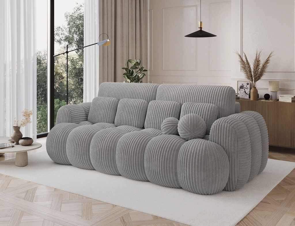 Schlafsofa, Sofa mit Schlaffunktion und Bettkasten, Polstersofa aus Bouclé, Couch für Wohnzimmer, Sofagarnitur Wohnlandschaft mit Bettfunktion -...