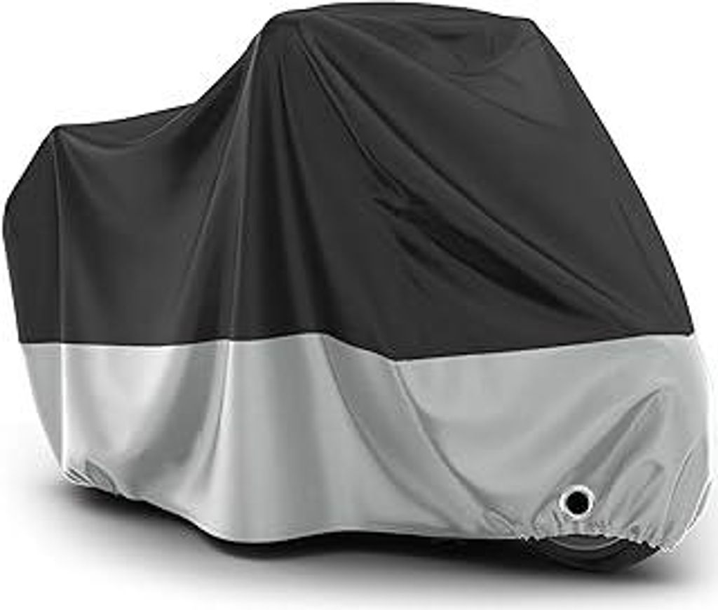 Favoto Motorrad Abdeckplane Outdoor Wasserdicht - Motorradabdeckung XL Staubdicht UV-Schutz mit Schlossloch Winddichte Schnalle Polyester Schwarz S...