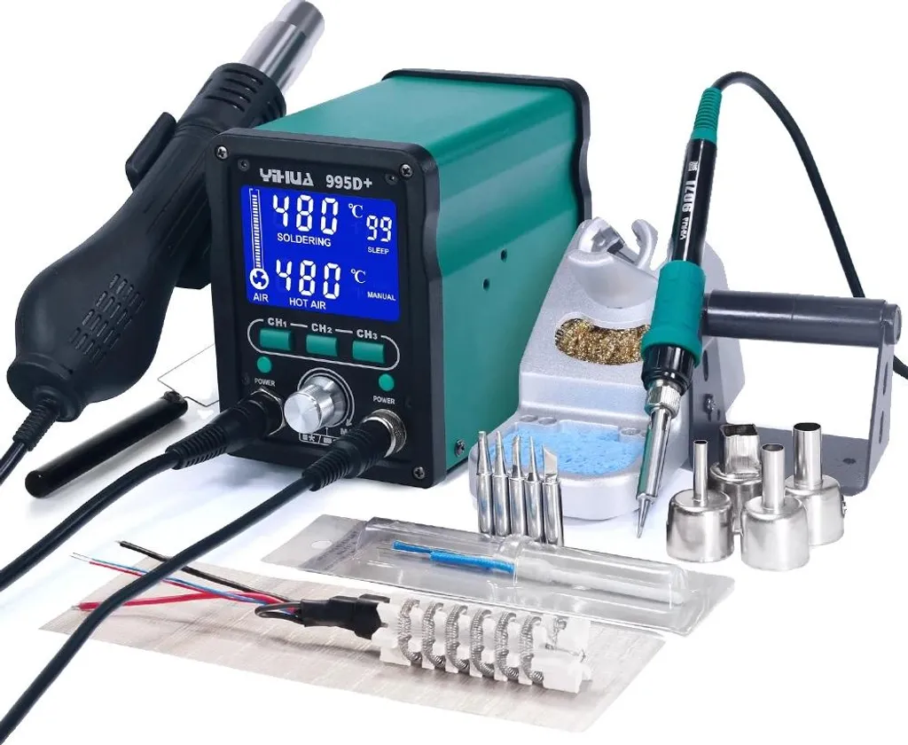Station de soudage 220V EU avec pistolet à air chaud 858D enfichable