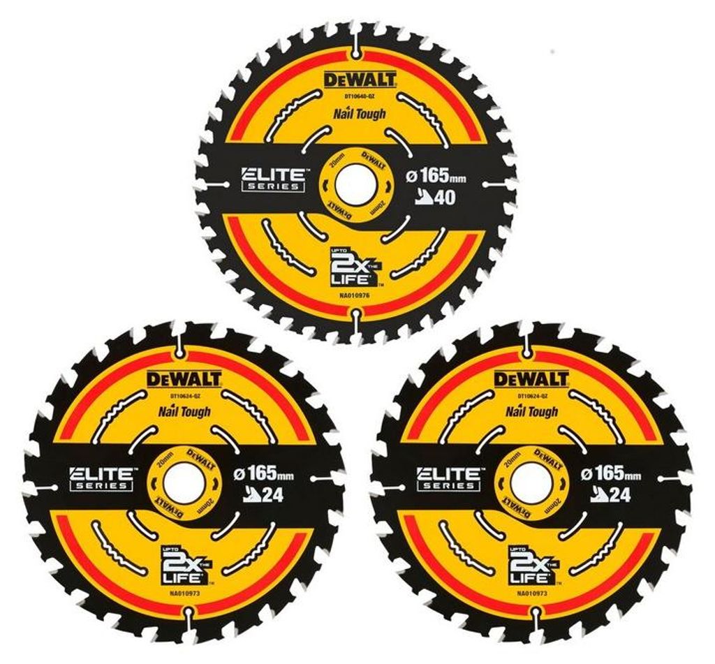 Pack de 3 lames ELITE DEWALT DT10397-QZ 2x165mm 24 dents et Image du produit 