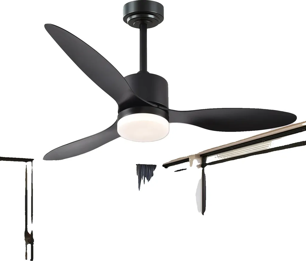 Ventilateur de plafond moderne noir 107cm silencieux pour salon et bureau