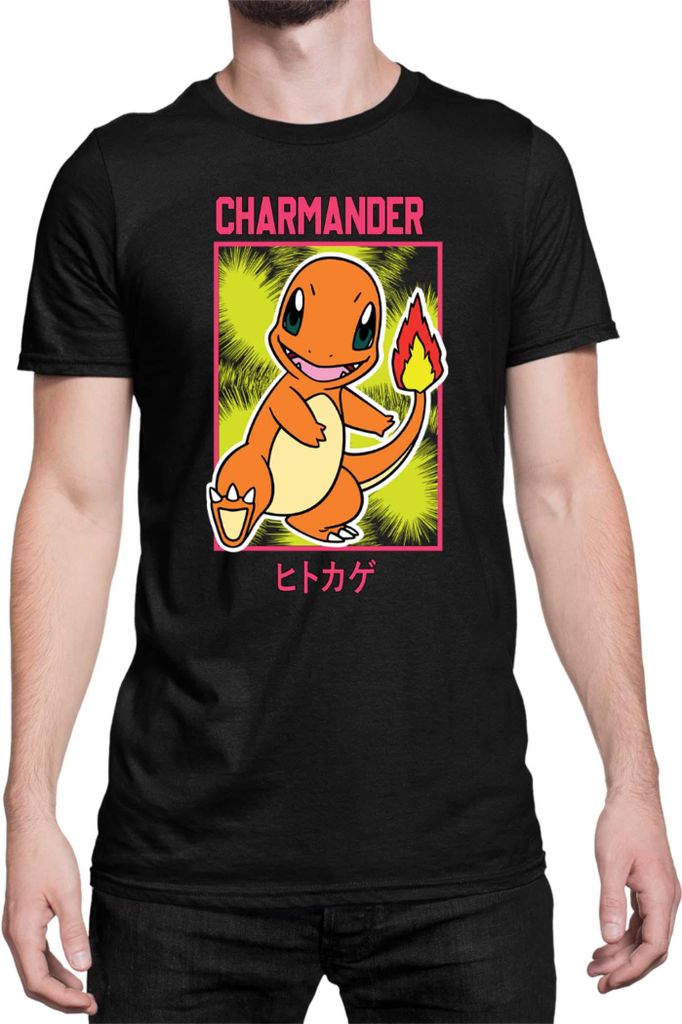 Herren T-Shirt Japan Manga Anime Comics Pokemon 022, Man 2XL / Schwarz