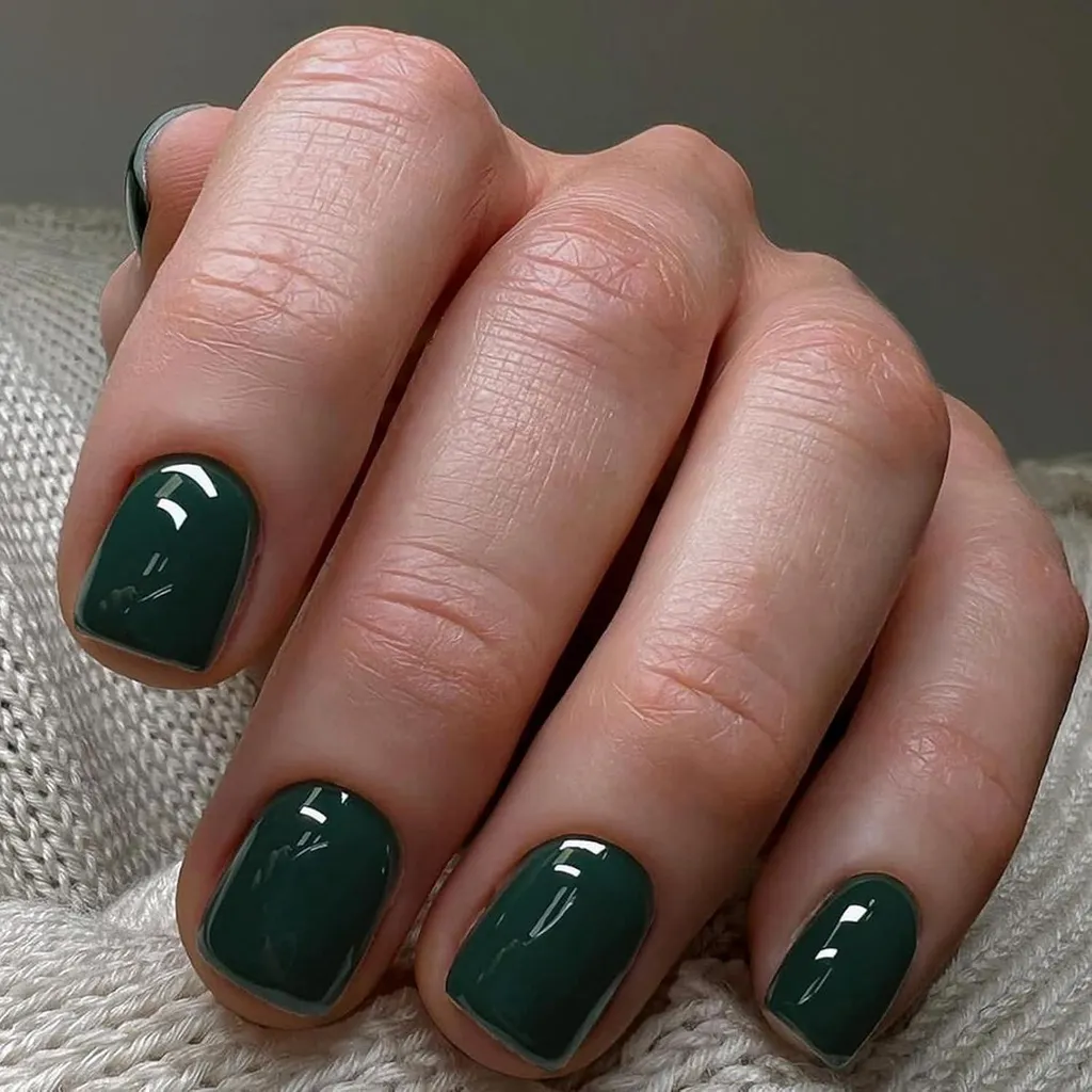 Faux Ongles de Soirée Vert Foncé Glossy - Pose Rapide 24 Pièces Ceboic