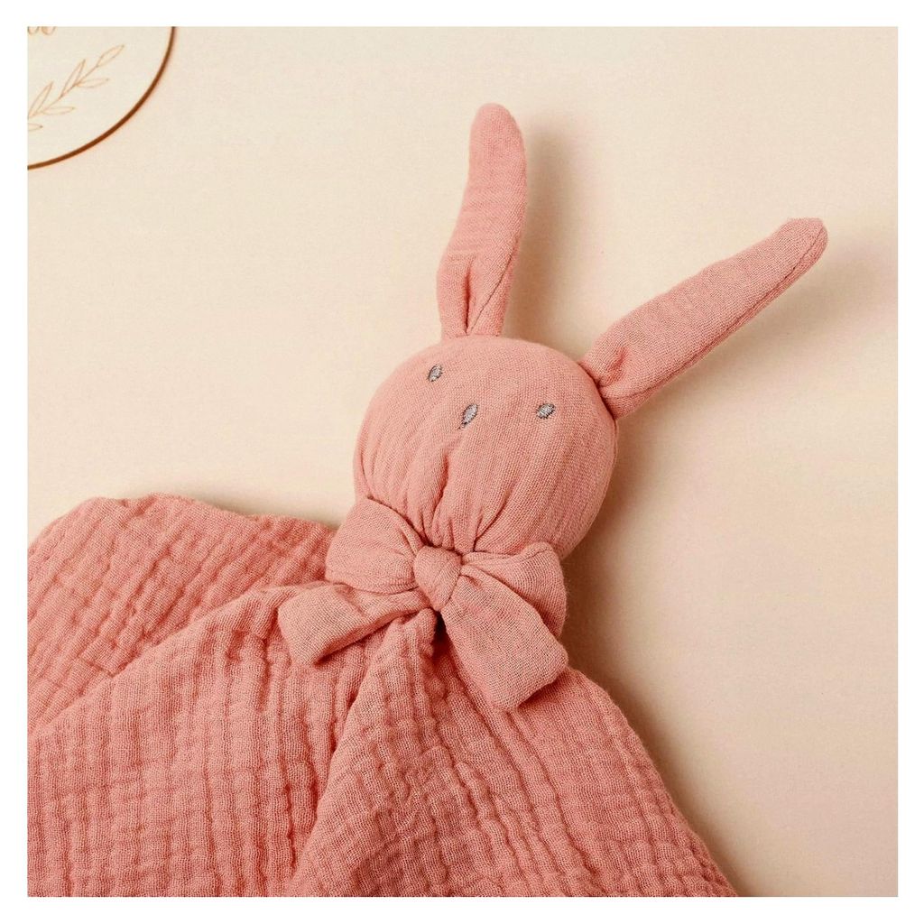 Schmusetuch für Babys, Trösterchen mit Hase-Köpfchen, Strickdecke aus samtweichem Material, Kuscheltuch als Geschenk zur Geburt für Jungen und ...