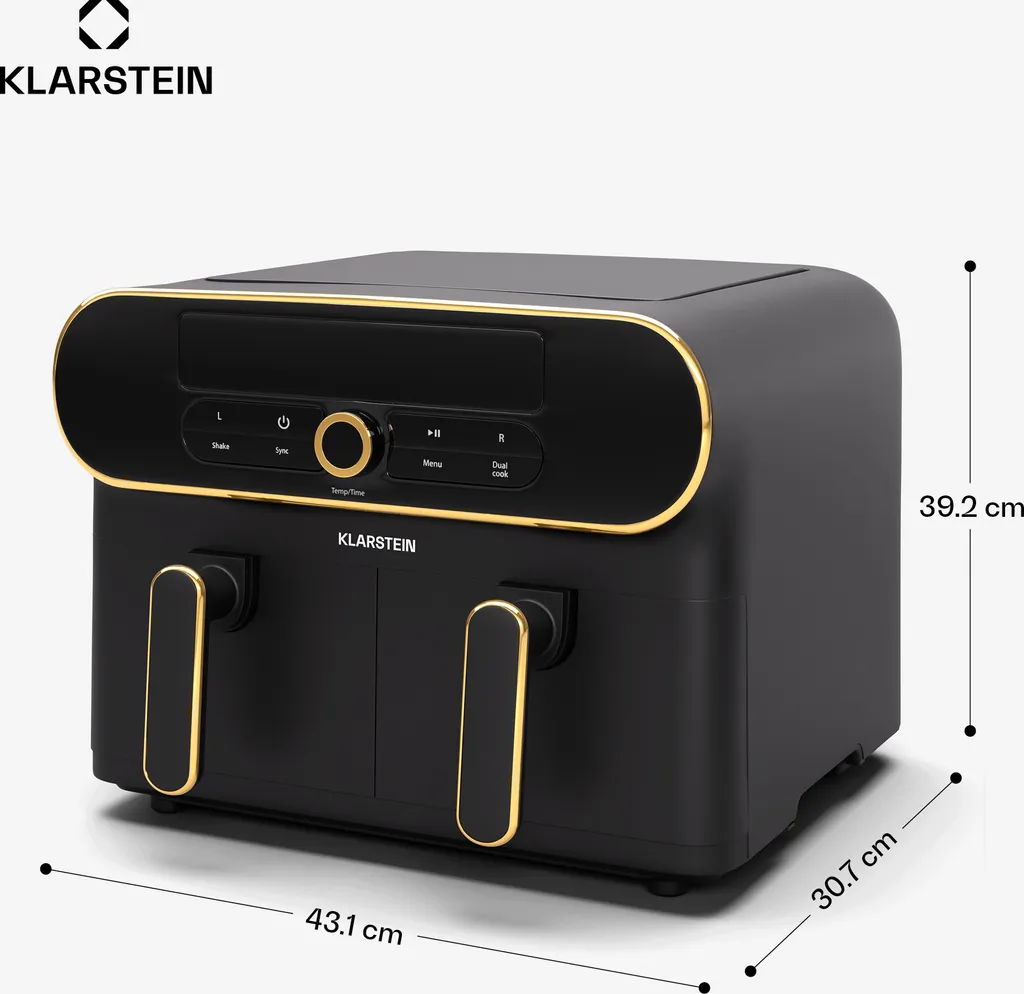 Klarstein AuraAir Color Touch Friteuse sans Huile 11L Double Zone Noire