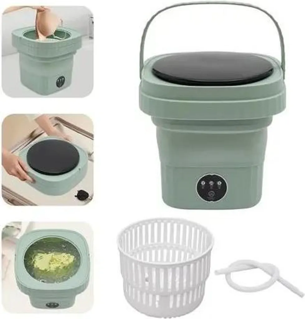 Machine à laver portable et pliable de 6L - Mini lave-linge vert en plastique
