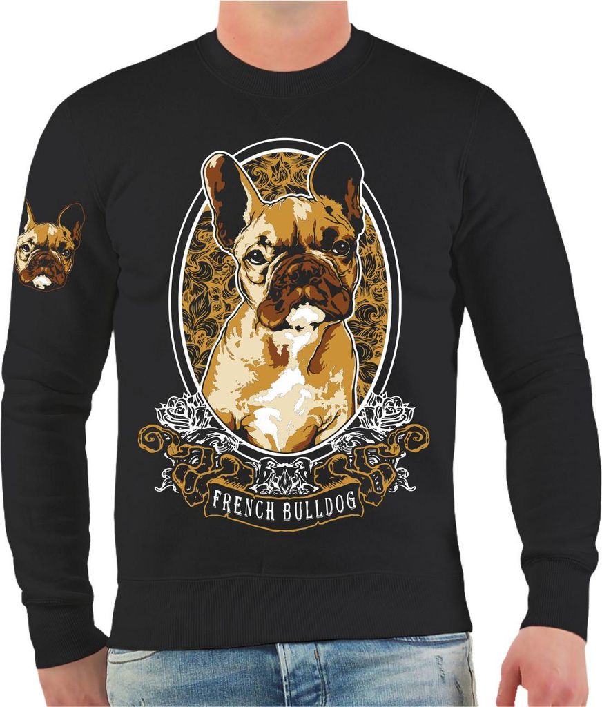 Herren Sweatshirt Französische Bulldogge Porträt