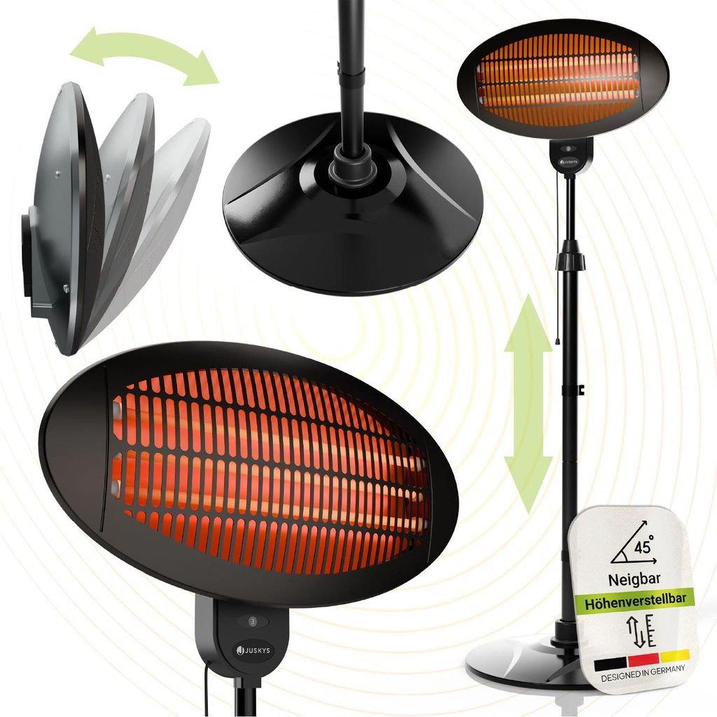 Juskys Infrarotstrahler 2000 W – Heizstrahler in Schwarz Produktbild 