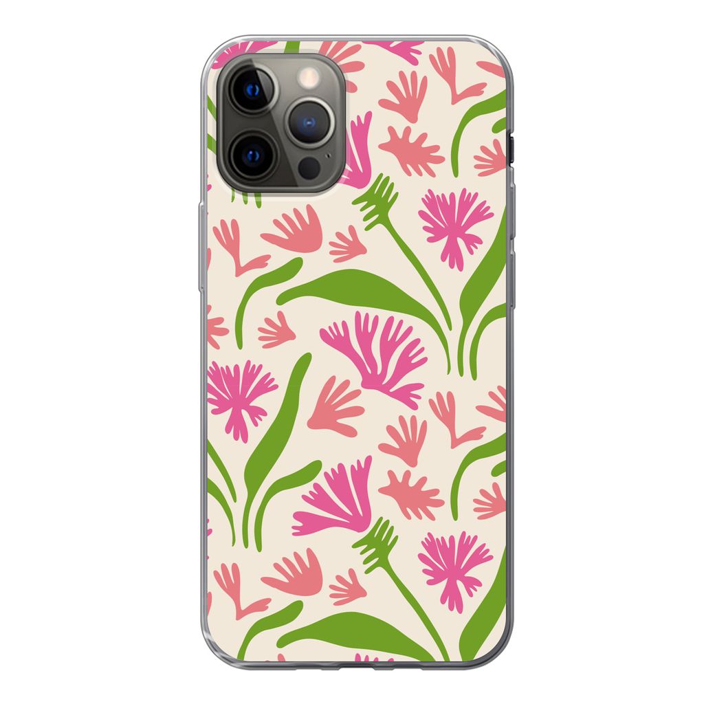 MuchoWow Handyhülle Schutzhülle Hülle für iPhone 13 Pro Blume - Muster - Blatt Silikon Softcase Handy Hülle - Handy-Tasche