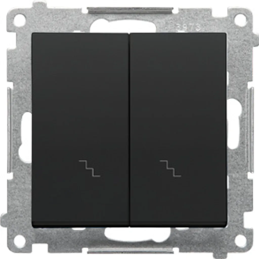 Interrupteur double noir mat Simon 55 TW6/2.01/149 pour circuit va-et-vient
