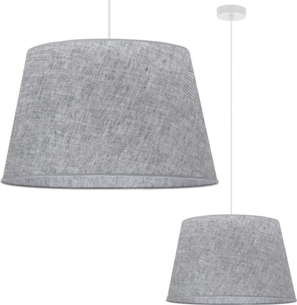 Hängeleuchte Len Kegel weiß 1-flammig Lampenschirm Grau L03 44cm