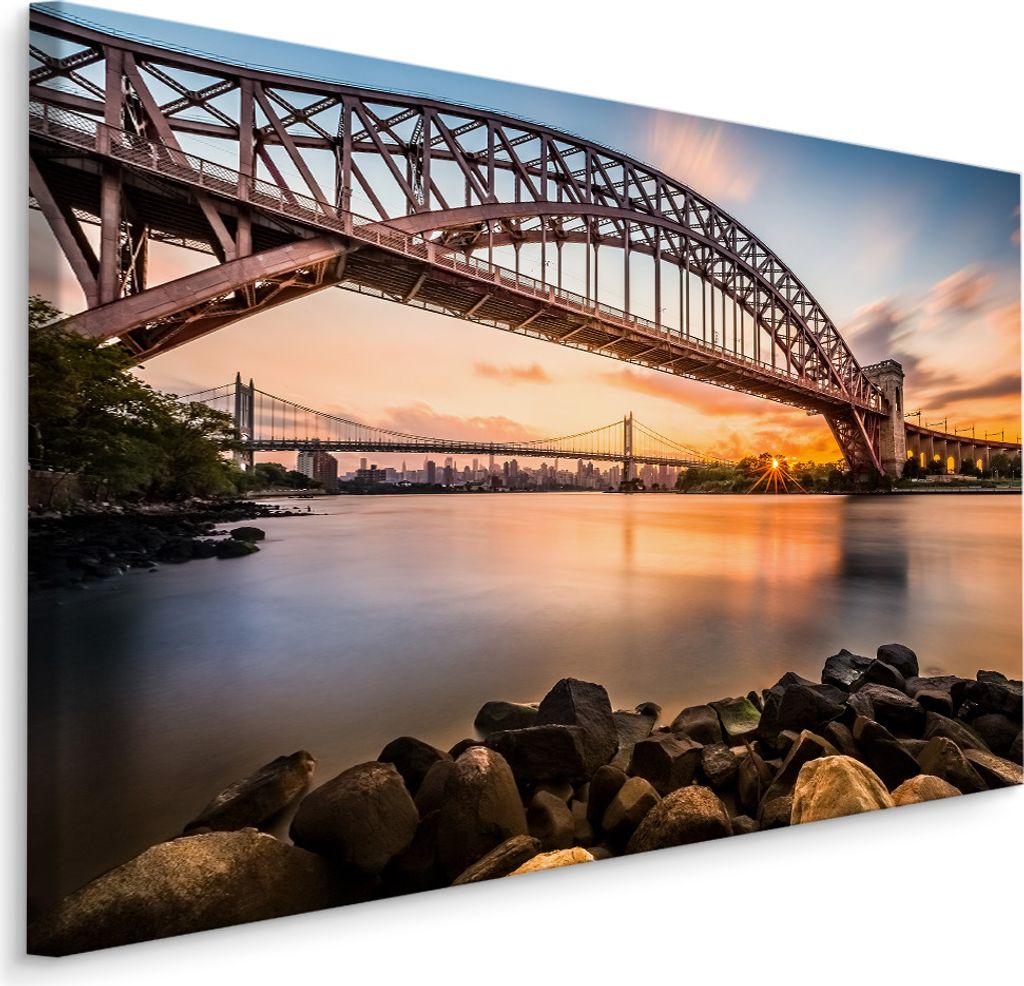 Fabelhafte Canvas LEINWAND BILDER 40x30 cm XXL Kunstdruck Hell Gate Bridge New York