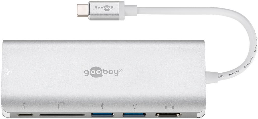 goobay USB C Multiport Adapter HDMI 4K 30 Hz USB/CR/RJ45/PD Image du produit 
