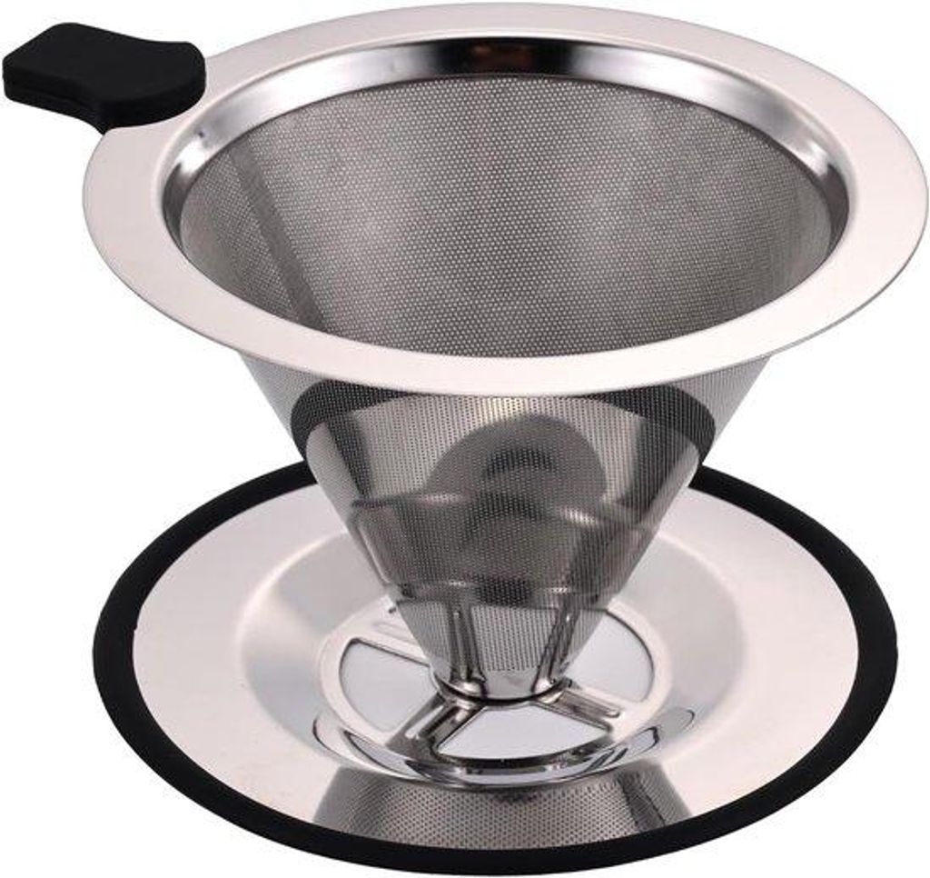 Handkoffiefilter, doppelwandiges Filter für Kaffee und Tee, aus Edelstahl, papierlos und dauerhaft recycelbar, passend für 1-2 Tassen.