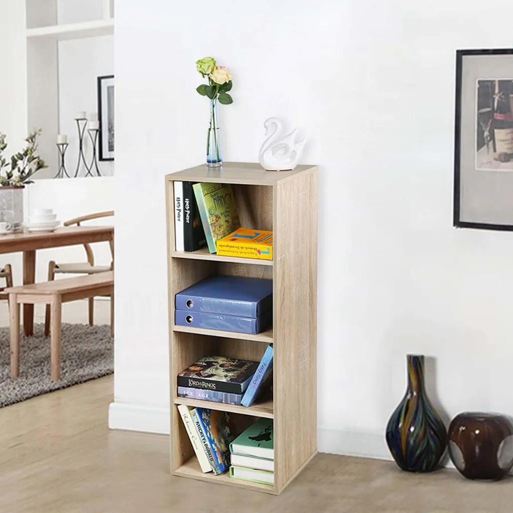 Étagère bois 4 compartiments robuste et stable finition naturelle mat - 5