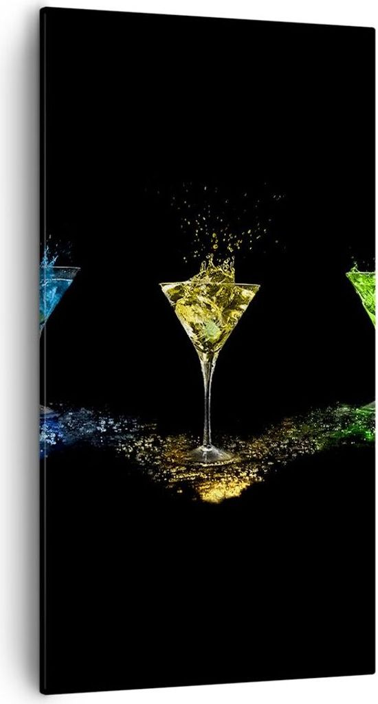 Bild auf Leinwand - Leinwandbild - Cocktail trinken Alkohol Glas - 55x100cm - Wand Bild - Wanddeko - Leinwanddruck - Bilder - Kunstdruck - Wanddeko...