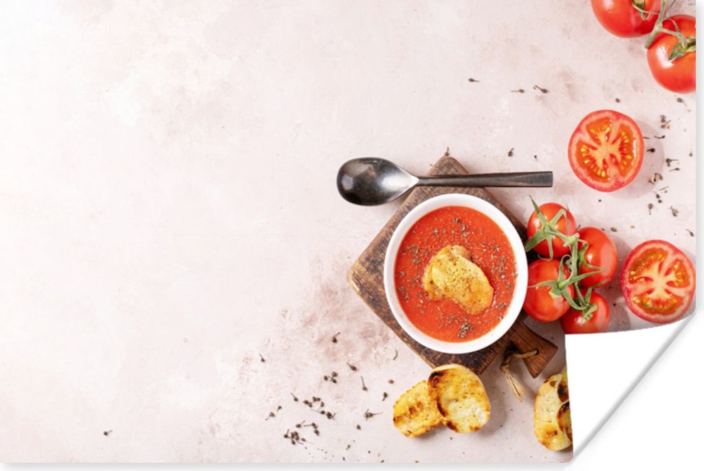 MuchoWow Poster Tomate - Suppe - Küche - Kräuter 180x120 cm - Fotoplakat