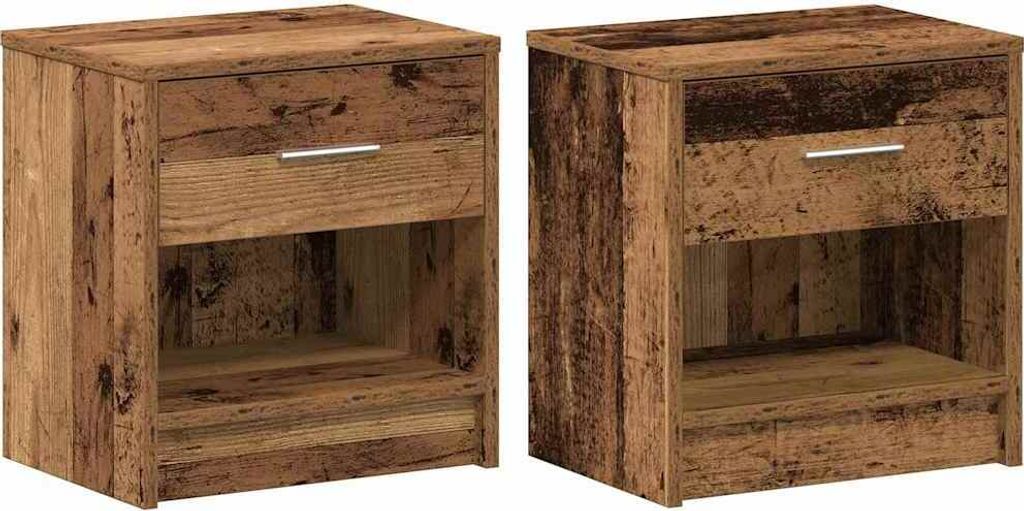 Nachttische 2 Stk. mit Schublade Altholz-Optik 39x28x41 cm