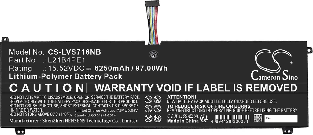 Batterie TECHTEK Longue Durée pour Lenovo Legion S7 16ARHA7 82UG0000US