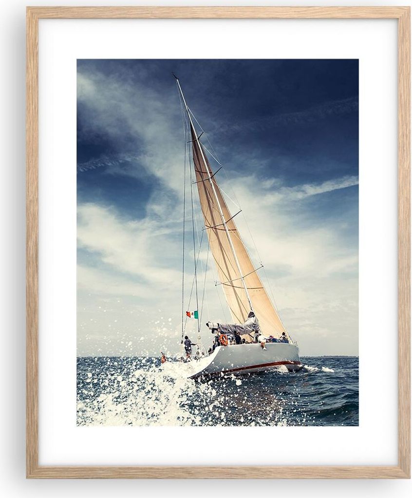 Gerahmtes Poster - Rahmen in heller Eiche - Segeln Yacht Reise - 40x50 cm - Wand Bild - Wanddeko - Wandbilder - Wandposter - Bilderrahmen - Bilder ...