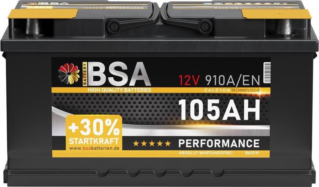 BSA Autobatterie 105Ah 12V Batterie +30% Startleistung Produktbild 