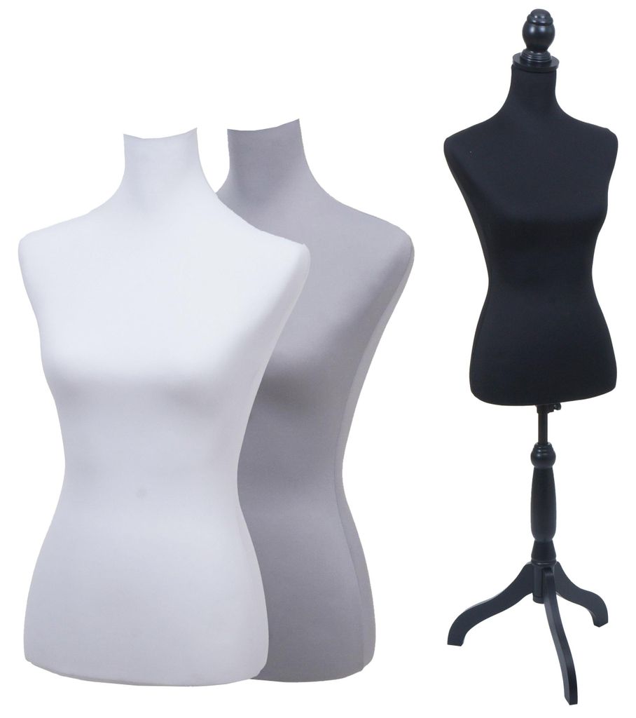 Schneiderpuppe mit 3 Bezüge MCW-Q24, Schaufensterpuppe Torso weiblich, Schaumstoff, abnehmbarer Bezug, MVG-