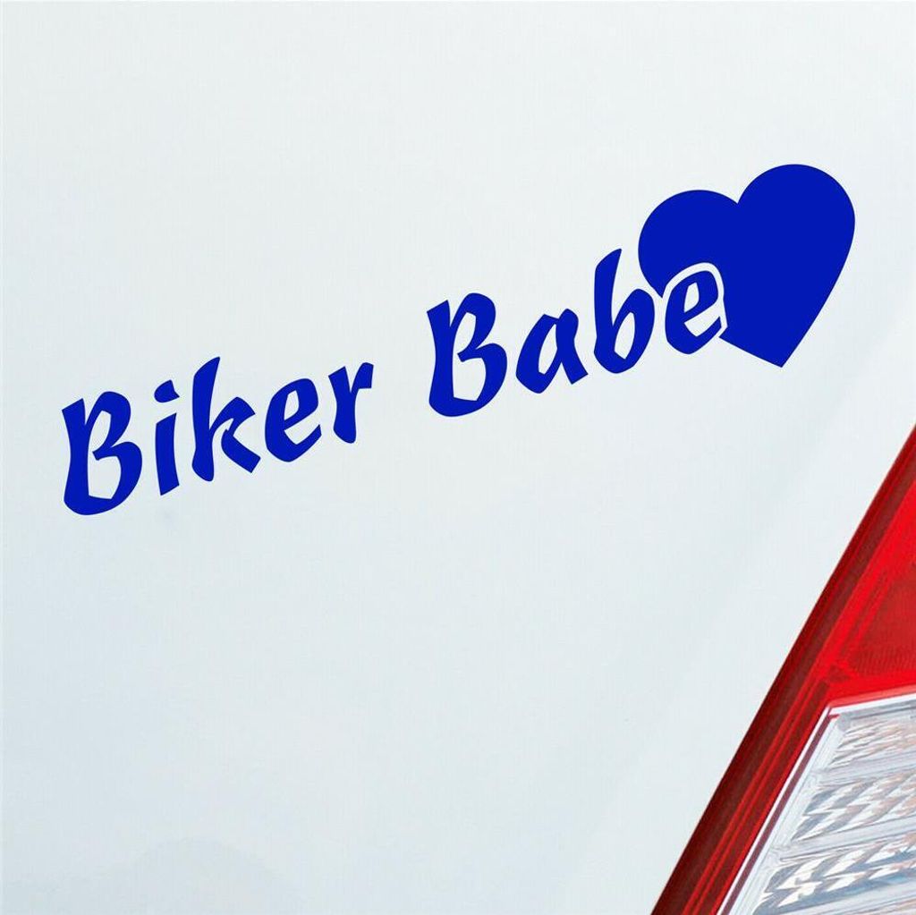 Auto Aufkleber Biker Babe Bikerbabe Motorrad Frau 19x4 cm Dunkelblau Sticker Heckscheibenaufkleber