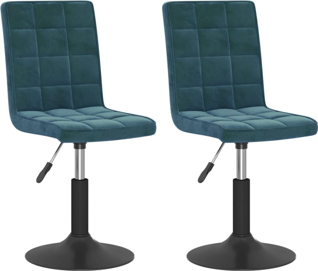 Esszimmerstühle 2 Stk. Drehbar Blau Samt