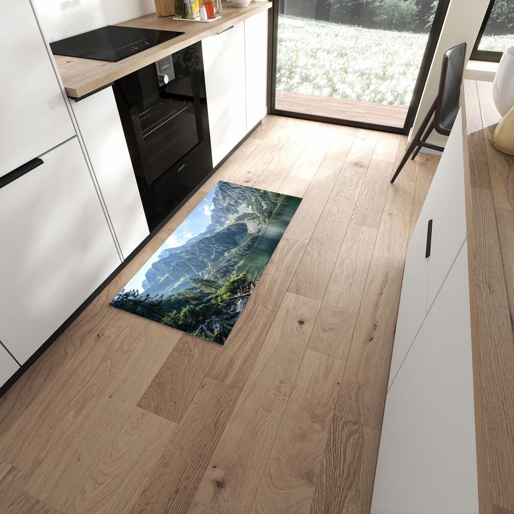 Küchenteppich 60x120cm rutschfest & abwischbar PVC Läufer - Berglandschaft See