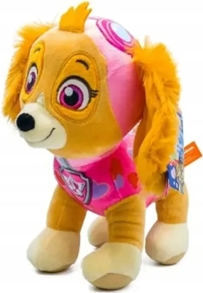 Skye Patrouille Psi Mascotte Peluche 25cm Rose - Finition Broderie Premium