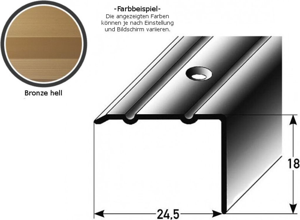 Winkelprofil "Salerno" / Winkelprofil 24,5 mm Typ: 88/89 (Aluminium eloxiert, gebohrt oder selbstklebend) -bronze hell-2700-gebohrt-18 mm