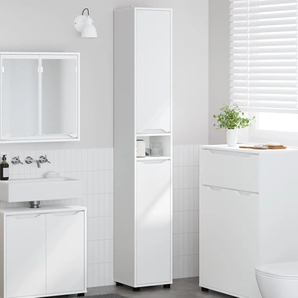 Colonna Bagno 195 cm vidaXL Bianco in Legno Ingegnerizzato Robusto
