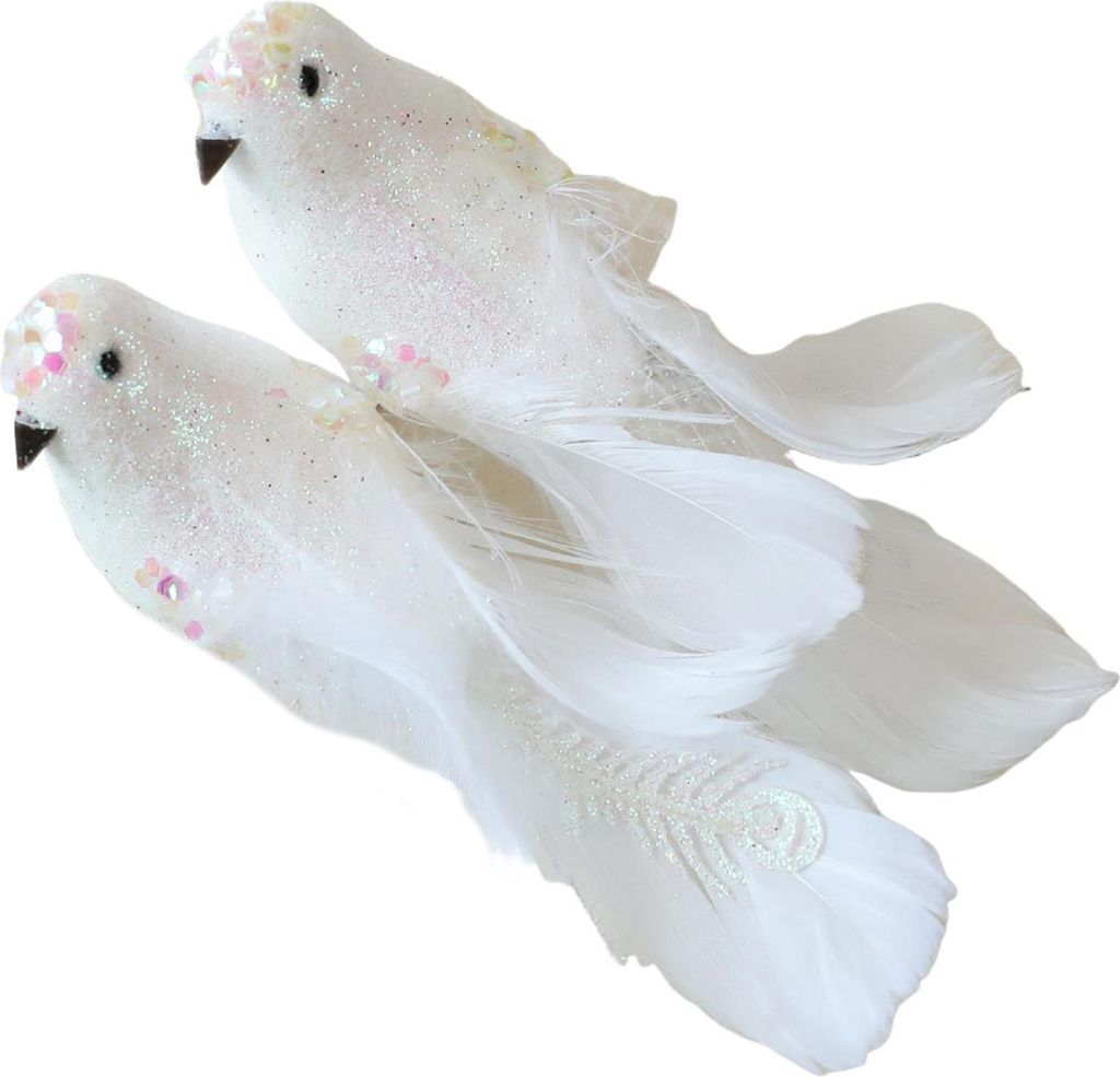 2 künstliche künstliche Vögel, glitzernde Federvögel, Weihnachtsbaumschmuck, Clips aus Schaumstoff, künstliche Vögel für Kränze, Girlanden,...