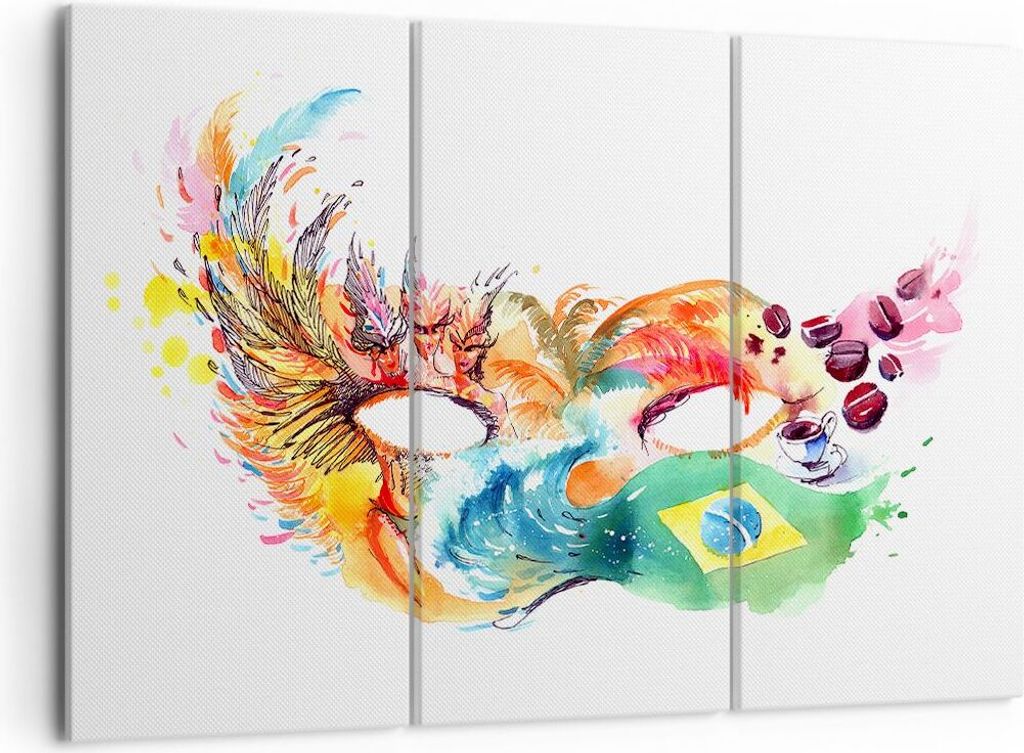 Bild auf Leinwand - Leinwandbild - Flagge Karneval Brasilien - 105x70cm - Wand Bild - Wanddeko - Leinwanddruck - Bilder - Kunstdruck - Wanddekorati...