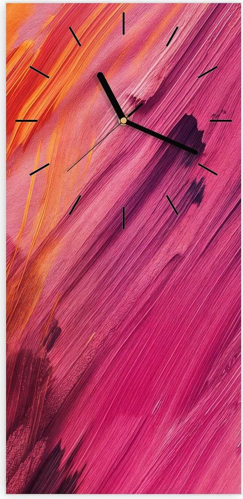 Wanduhr aus Glas mit Motiv Abstrakte Farben- 30 x 60 cm - inkl. Aufhängesystem