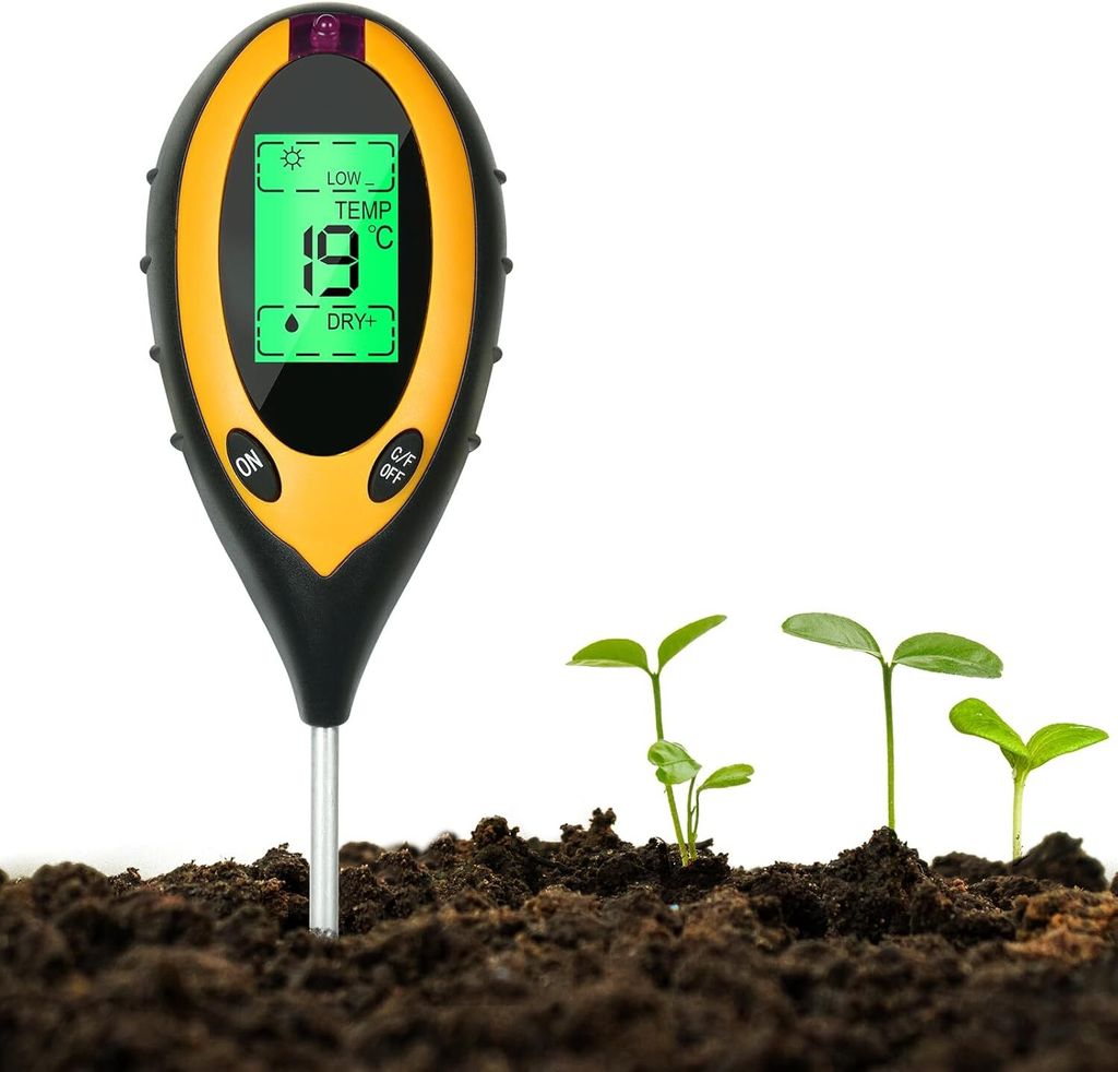 4-in-1-Bodentester, Boden-pH-Messgerät, Bodenfeuchtigkeit, pH-Tester, Sonnenlicht, Licht, Feuchtigkeitsmessgerät, Boden, Garten, Bauernhof, Rasen
