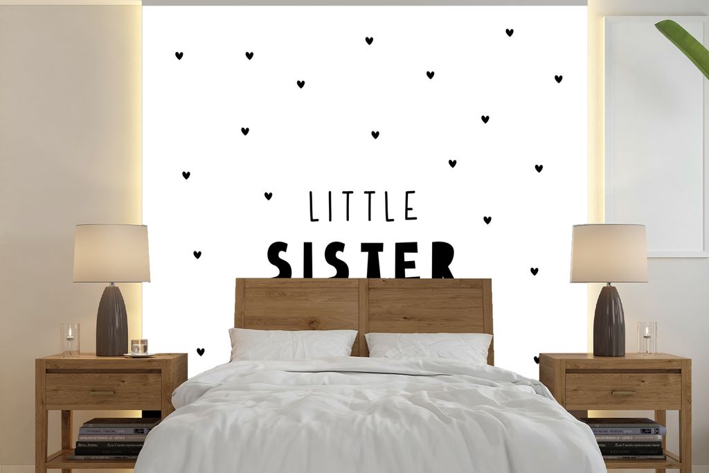 MuchoWow Fototapete für Wohnzimmer oder Schlafzimmer Wandtapete Vinyl Motivtapete Mädchen - Kleine Schwester - Sprichwörter - Zitate - 240x240...