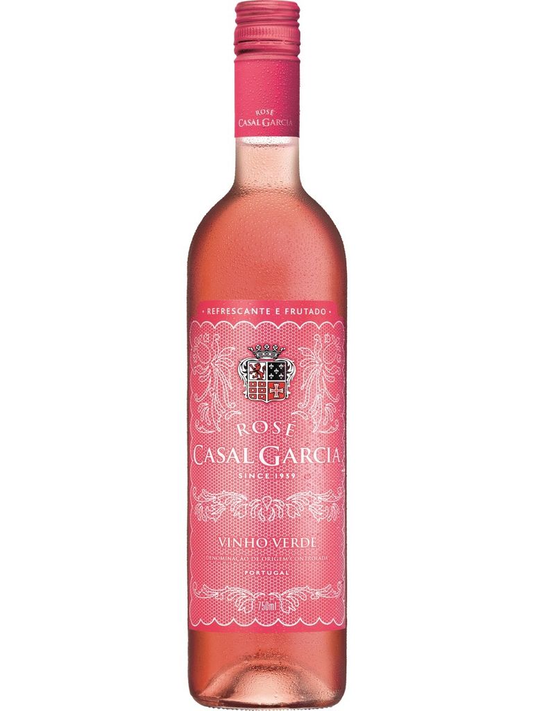 A bottle of Casal Garcia Vinho Verde Rosé wine.