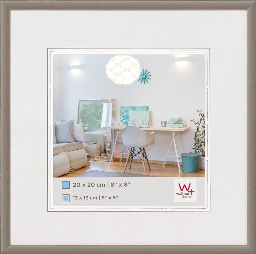 walther design New Lifestyle Kunststoff Bilderrahmen 13x13 cm STAHL KV313D