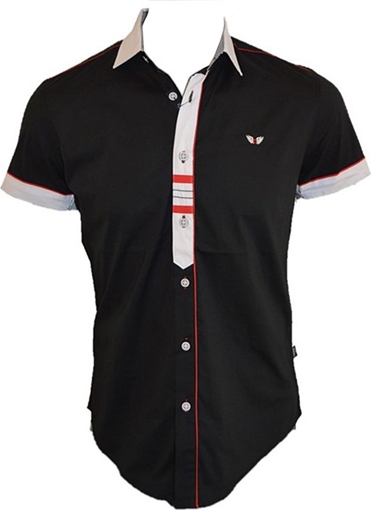 Brandneu Designer Hemd CARISMA Schwarz uni CRM9008 Applikationen XL