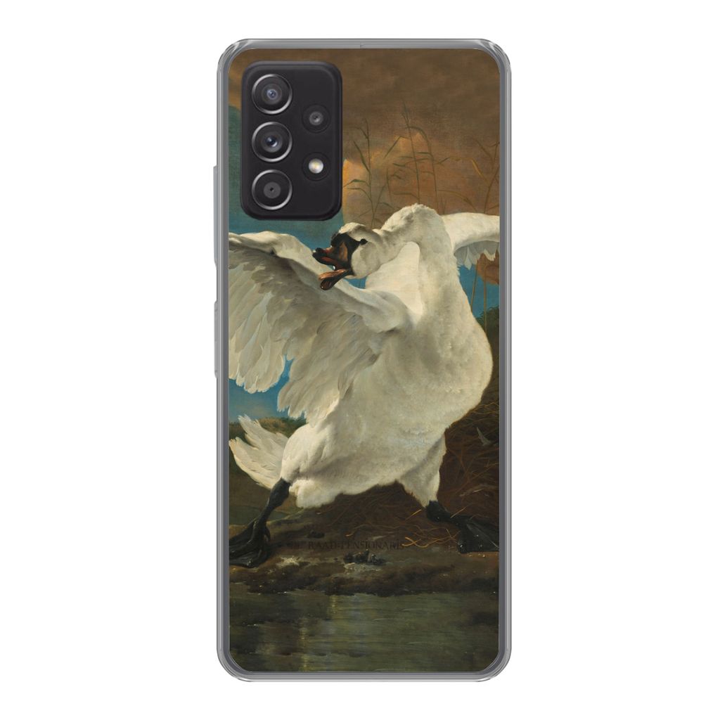 MuchoWow Handyhülle Schutzhülle Hülle für Samsung Galaxy A53 5G Der bedrohte Schwan - Gemälde von Jan Asselijn Silikon Softcase Handy Hülle...