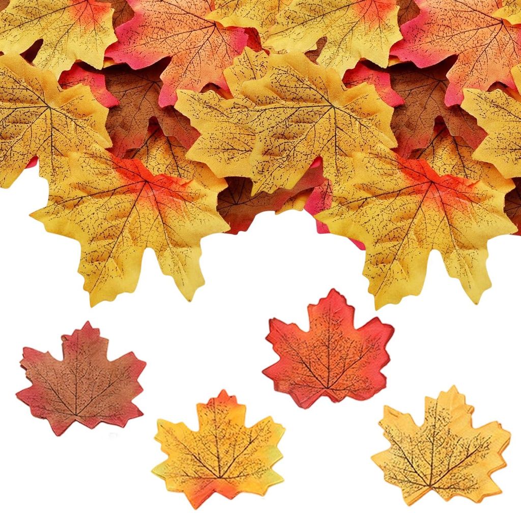 200 künstliche Ahornblätter, Herbstdekoration für Herbstfeste und Fotoalben, Herbstdekoration für Zimmer, Hochzeiten und Fotoshootings (4 Farben)
